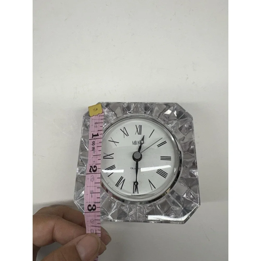 Vintage Mikasa Westminister Square Mantel Quartz Clock Lead Crystal *New Battery